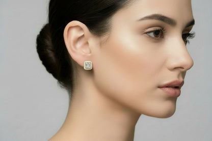 Обеци жълто злато с диаманти 0.38 карата