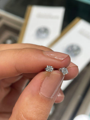 Classic white gold earrings with diamonds 0.17 carats