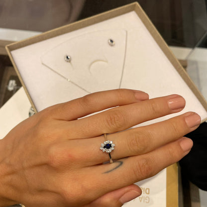 Women's diamond ring white gold with sapphire 0.50 carat