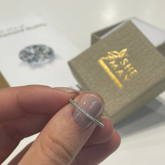 Дамска халка от бяло злато с диаманти 0.20 карата  Black Friday -25%