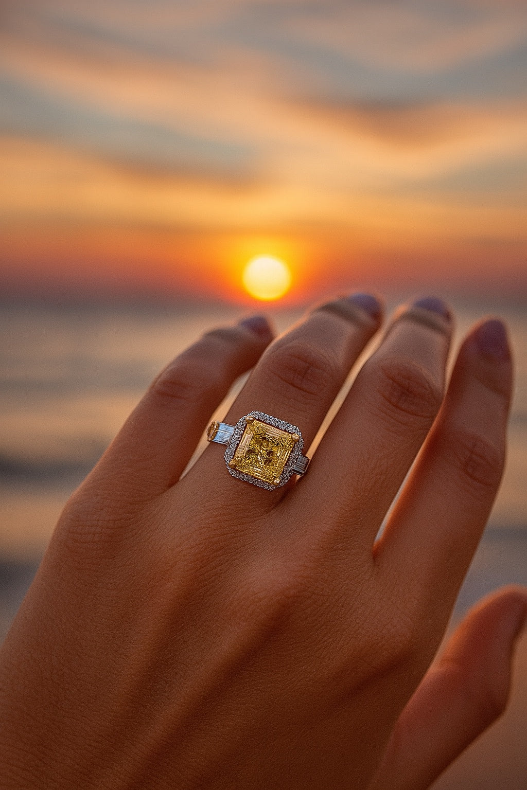 Diamond ring in yellow gold 