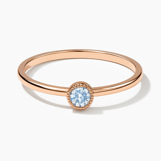 Дамски пръстен от розово злато с диамант в обков 0.13 карата