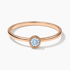Дамски пръстен от розово злато с диамант в обков 0.13 карата