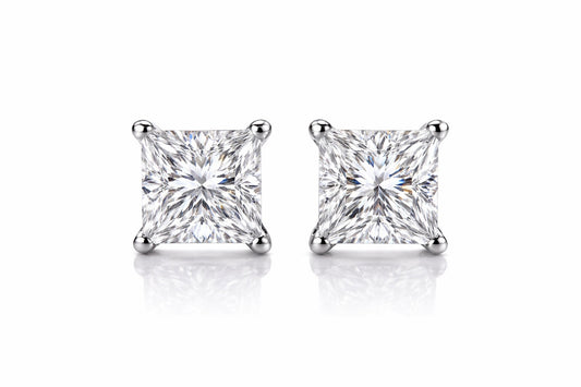 Обеци бяло злато с инвестиционни диаманти